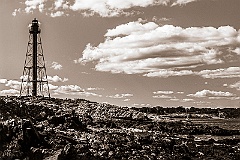 Marblehead Light Over Rpcky Shoreline - Sepia Tone - BW